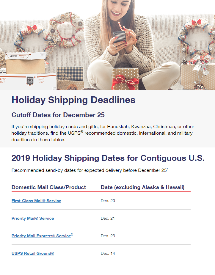 USPS deadlines