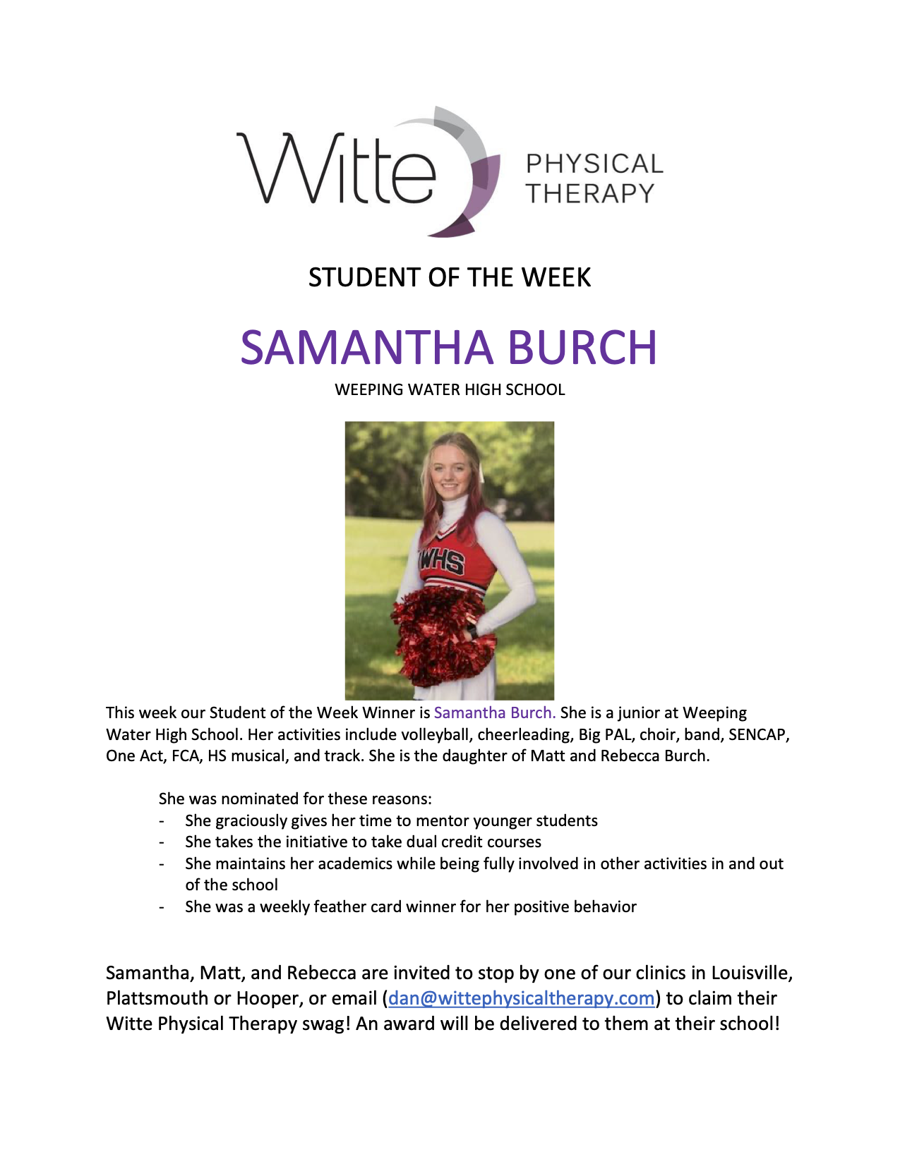 Student of the Week Selection 19