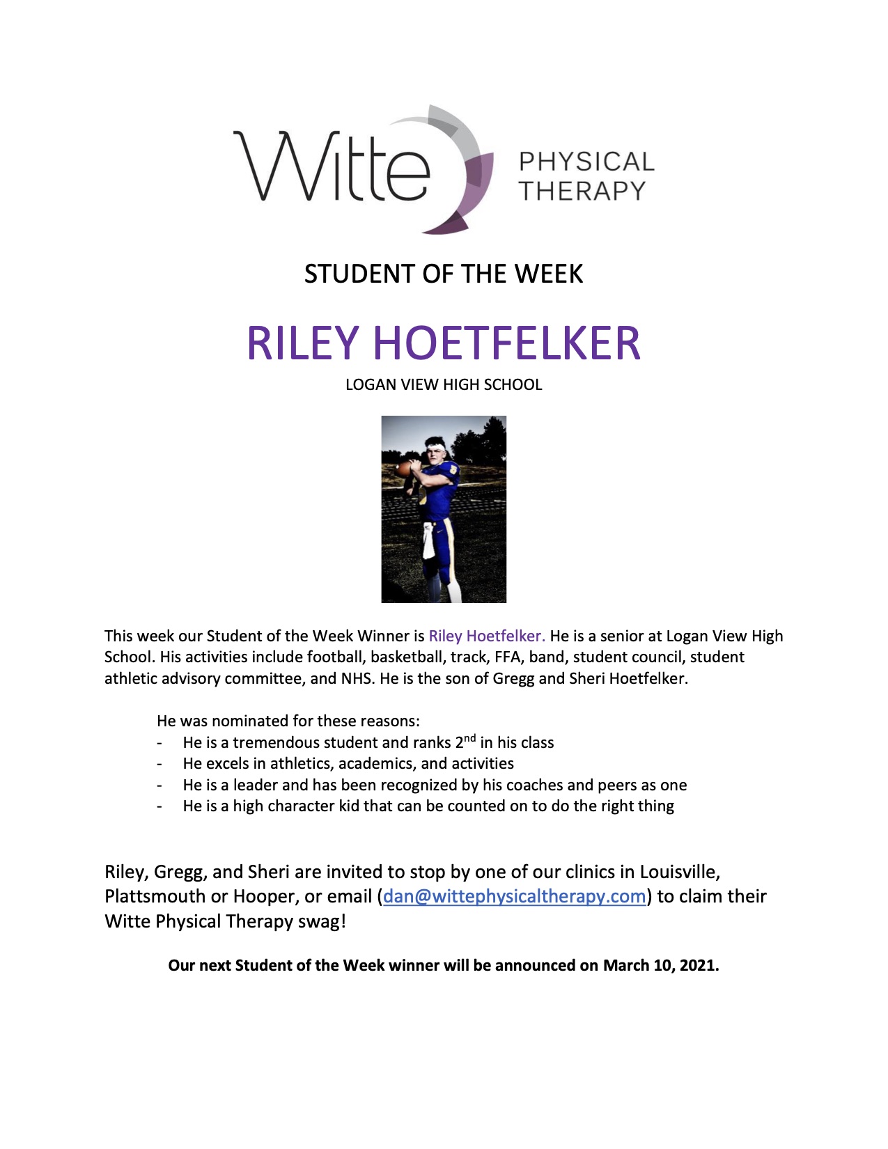 Student of the Week Selection 5