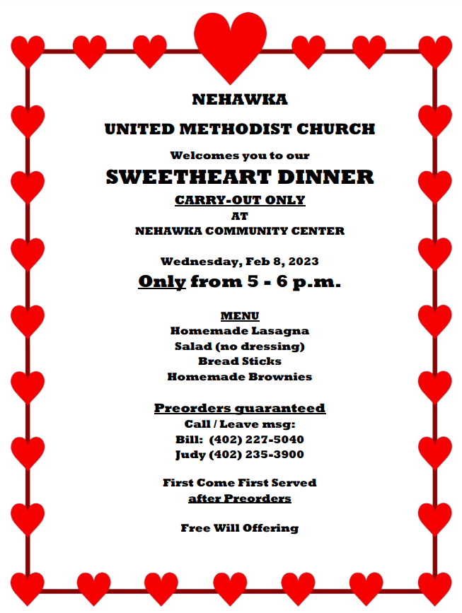 nehawka Feb 14 dinner