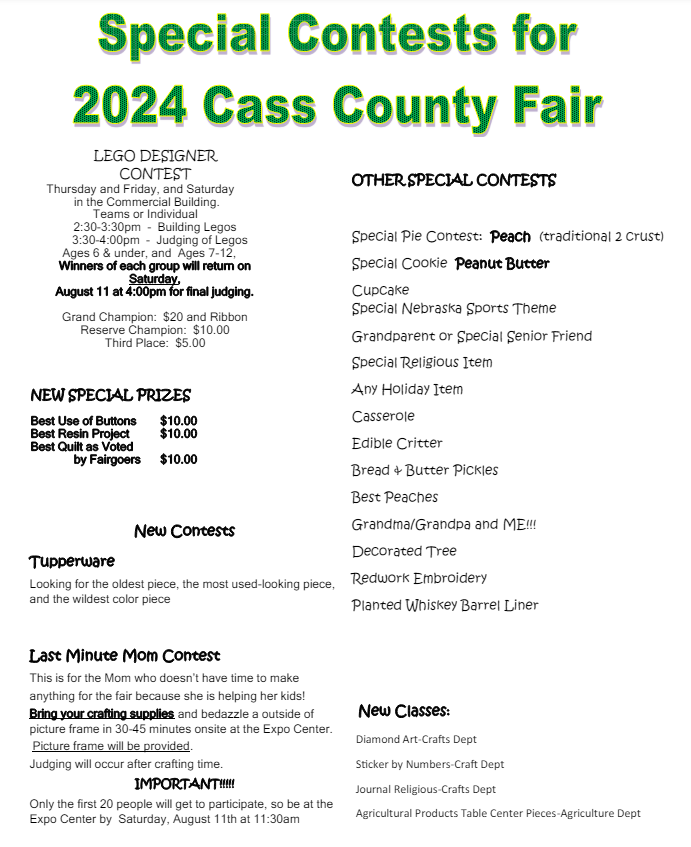cass fair spacial contests 2024